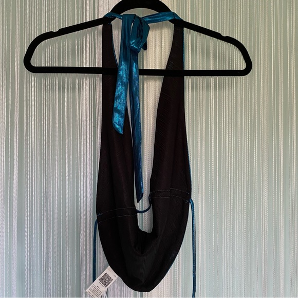 Blue Metallic Halter Top NWT Size S - Picture 5 of 12
